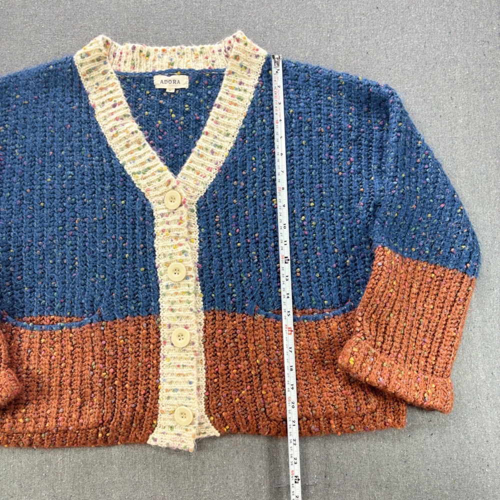 Adora Womens OSFA Colorblock Confetti Knit Cardigan Blue Terracotta - Picture 6 of 7